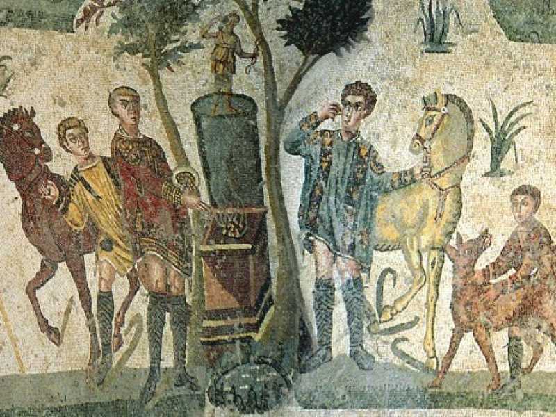 Particolare di un mosaico all'interno della Villa. Foto di Jerzy Strzelecki via Wikimedia
