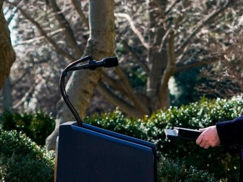 Il discorso di Donald Trump alla Casa Bianca (Foto LaPresse)