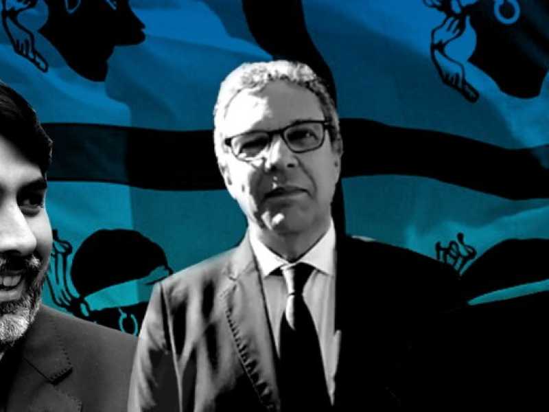 Da sinistra Christian Solinas, Francesco Desogus e Massimo Zedda (elaborazione grafica Il Foglio)