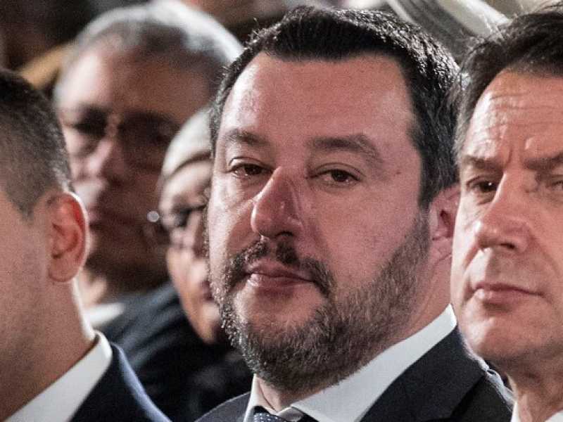 Giuseppe Conte, Luigi Di Maio e Matteo Salvini (foto LaPresse)