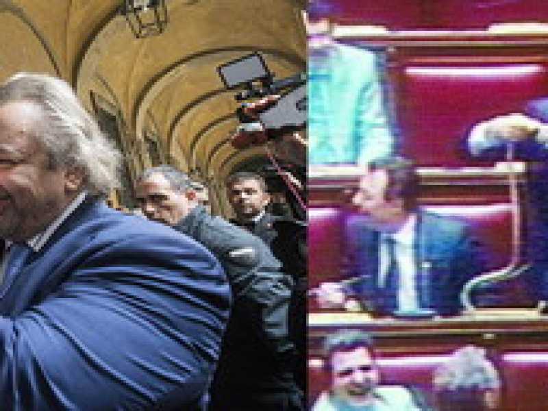 A sinistra Mario Michele Giarrusso, a destra Luca Leoni Orsenigo in Aula nel 1993