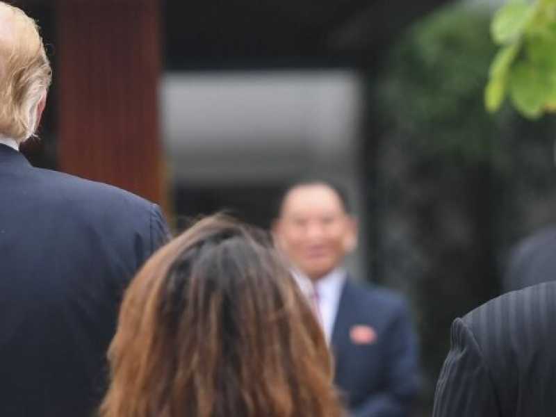 Donald Trump e Kim Jong-un ad Hanoi (foto LaPresse)
