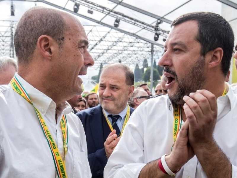 Nicola Zingaretti e Matteo Salvini (foto LaPresse)