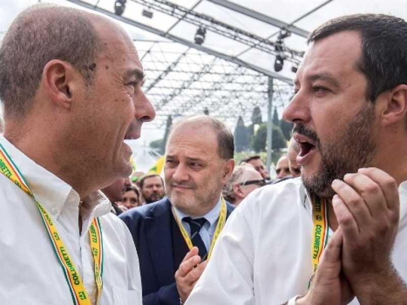 Nicola Zingaretti e Matteo Salvini (foto LaPresse)
