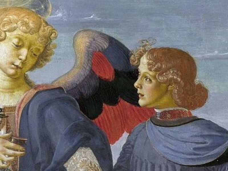 Verrocchio, "L'Arcangelo Raffaele a Tobiolo", 147', Londra, National Gallery. Ora alla mostra "Verrocchio &ndash; il maestro di Leonardo" a Palazzo Strozzi e al Museo del Bargello, Firenze. (Foto Wikipedia