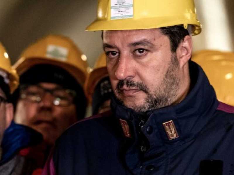 Matteo Salvini in visita ai cantieri italiani della Tav. Foto LaPresse