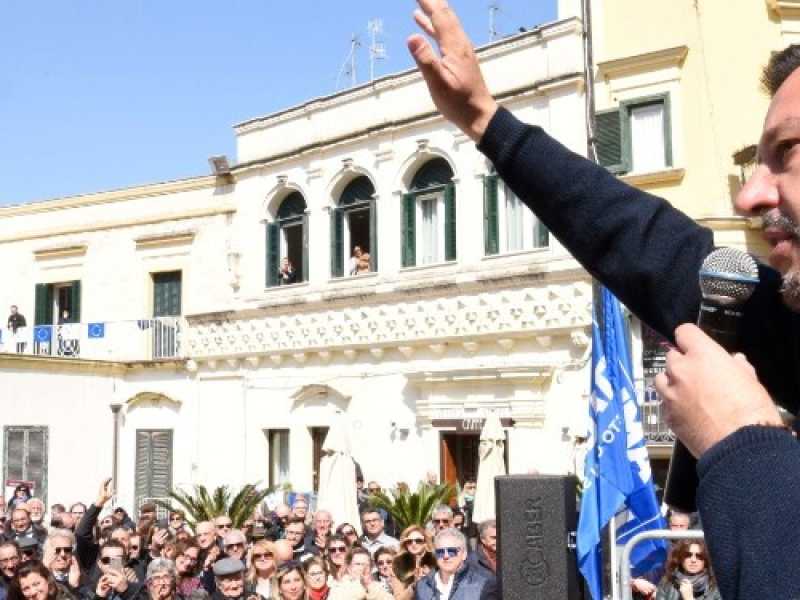 Elezioni regionali Basilicata 2019, Matteo Salvini a Matera (foto LaPresse)
