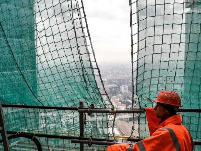 Visita al cantiere della terza torre di Citylife (foto LaPresse)