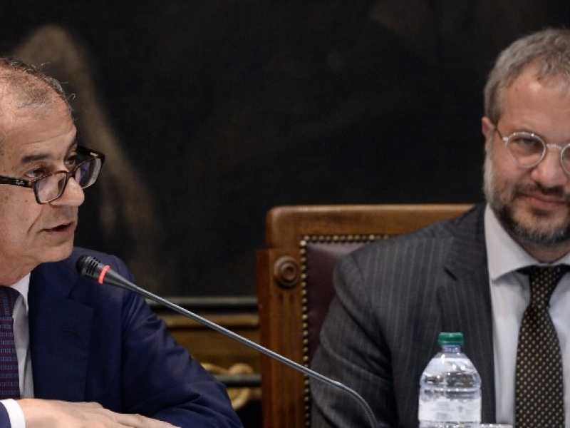 Giovanni Tria e Claudio Borhi (foto LaPresse)