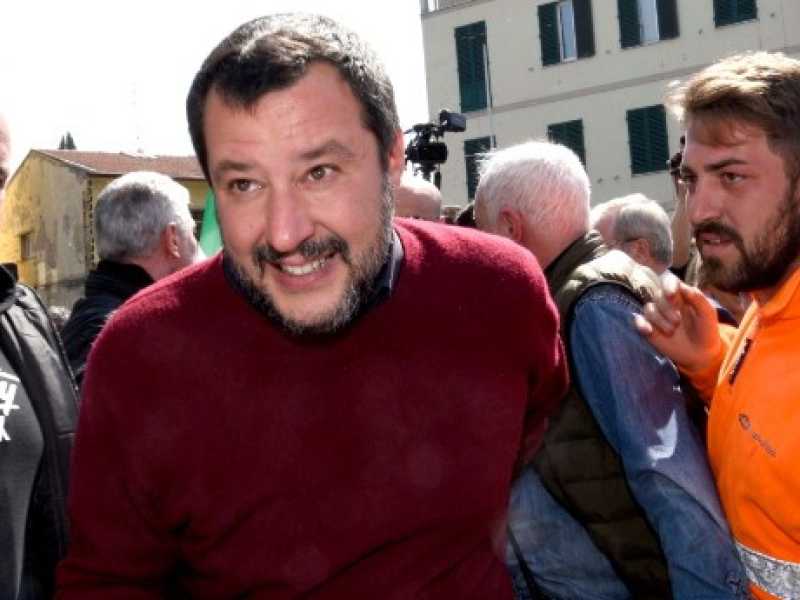 Matteo Salvini a Firenze per lanciare la campagna elettorale del candidato sindaco del centrodestra. Foto LaPresse