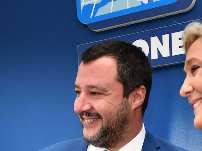 Matteo Salvini e Marine Le Pen nel loro incontro a Roma lo scorso ottobre (Foto LaPresse)