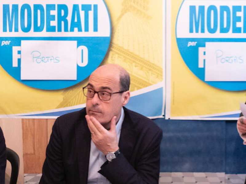 Nicola Zingaretti presso la sede dei Moderati a Torino (Foto LaPresse)