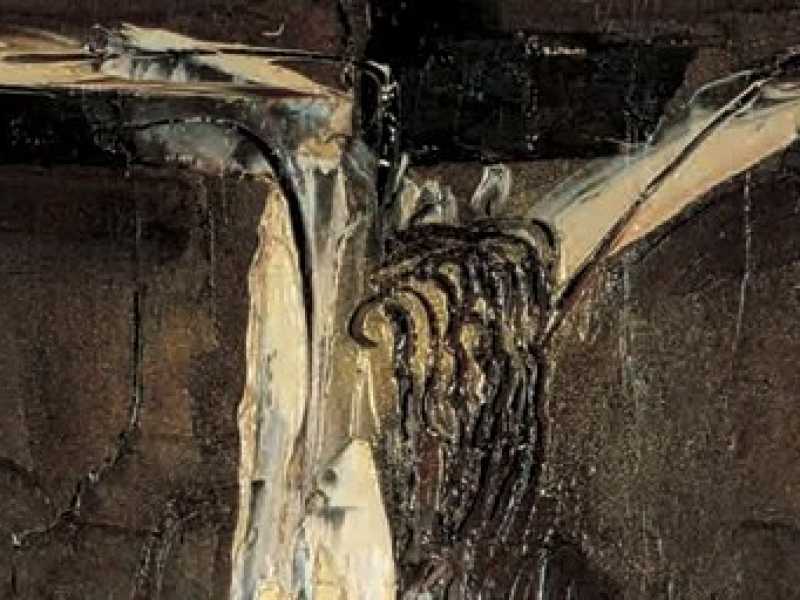 “Crocefisso 1b”, 1960. Olio su pannello (cm 35x33), di William Congdon. Assisi, collezione privata. © The William G. Congdon Foundation, Milano-Italy. congdonfoundation.com