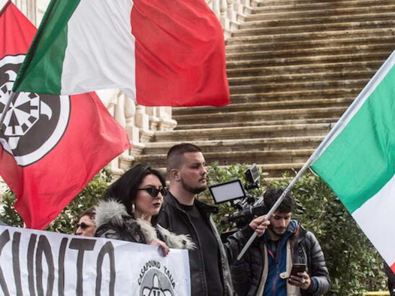 Una manifestazione di Casapound a Roma (foto LaPresse)