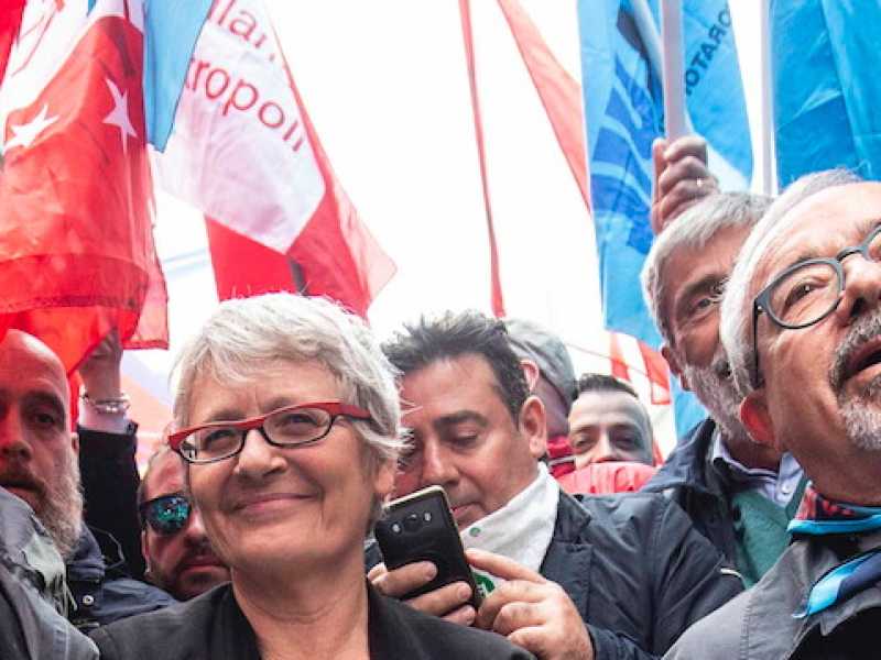 Maurizio Landini (Cgil), Anna Maria Furlan (Cisl) e Carmelo Barbagallo (Uil) (Foto LaPresse)