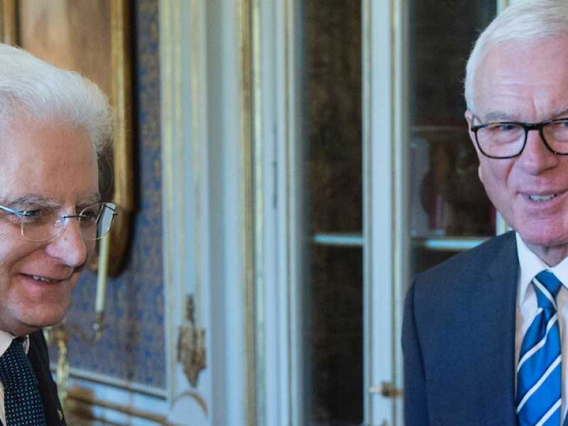 Hans-Gert P&ouml;ttering ricevuto da Mattarella nel 2015. Foto LaPresse