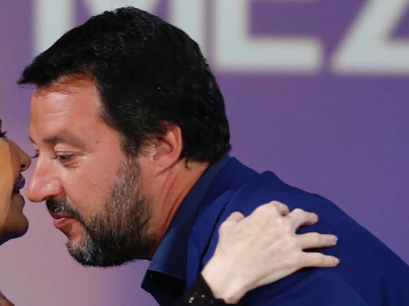 Lilli Gruber e Matteo Salvini (foto LaPresse)
