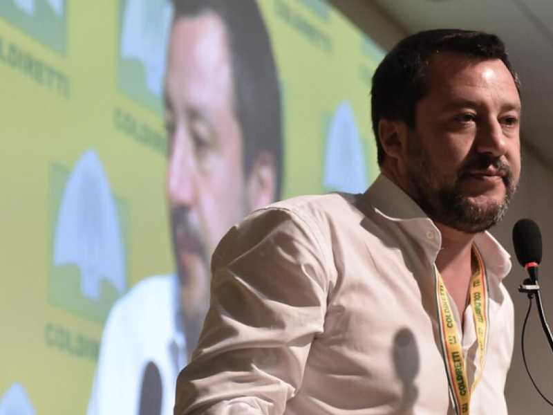 Salvini a Cagliari interviene al congresso di Coldiretti (foto LaPresse)