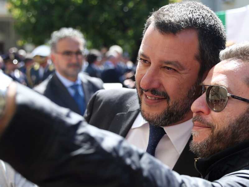 Salvini a Palermo per l'anniversario di Capaci. Foto LaPresse
