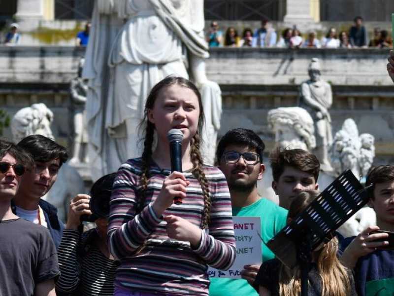 Greta Thunberg a Roma. Foto LaPresse