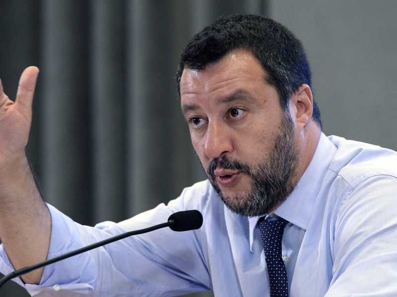 Ministero dell'Interno. Conferenza stampa di Matteo Salvini (foto LaPresse)
