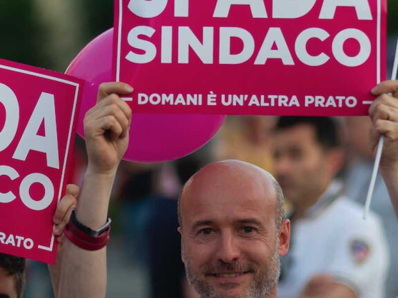 I sostenitori del candidato sindaco della Lega a Prato, Daniele Spada (Foto Imagoeconomica) 