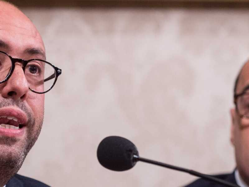 Tommaso Nannicini con Nicola Zingaretti. Foto LaPresse
