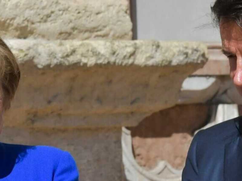 Angela Merkel con Giuseppe Conte (foto LaPresse)