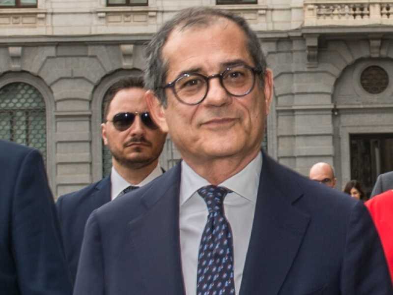 Il ministro dell'Economia, Giovanni Tria, al Forum tra Italia e Cina (Foto LaPresse)