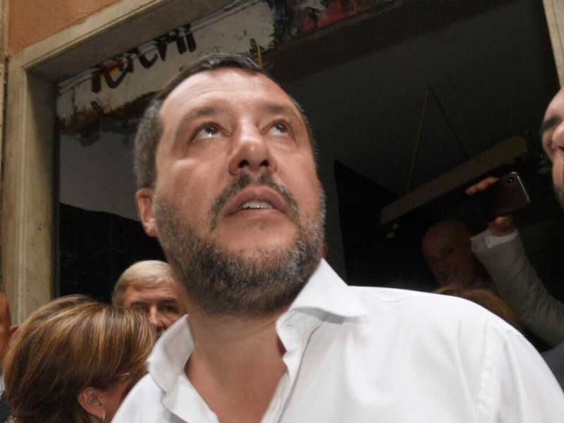 Matteo Salvini a Genova (foto LaPresse)