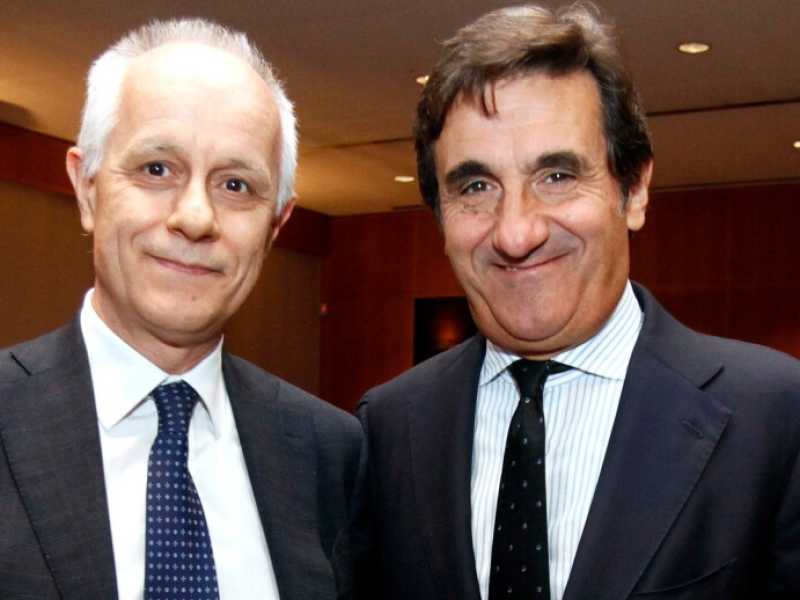 Il direttore del Corriere, Luciano Fontana, con il presidente di Rcs, Urbano Cairo (Foto LaPresse)