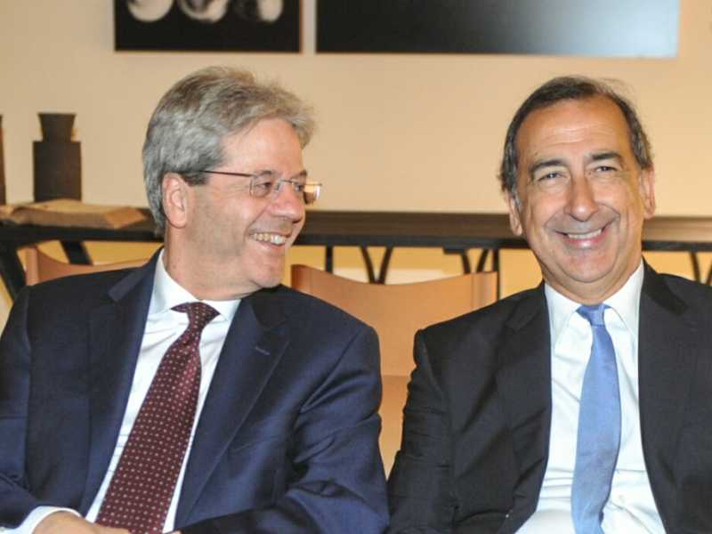 Gentiloni e Sala all'inaugurazione del Salone del Mobile 2018 (LaPresse)
