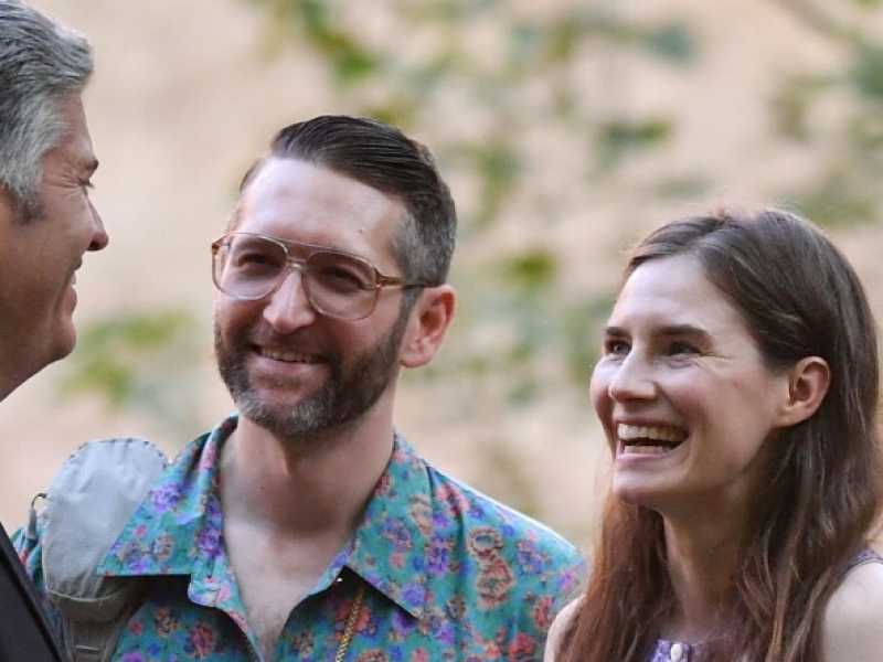 Amanda Knox a Modena, dove ha partecipato al Festival della Giustizia penale. Per pagarsi il viaggio, ha dato fondo ai risparmi per la sua festa di nozze (Foto LaPresse)