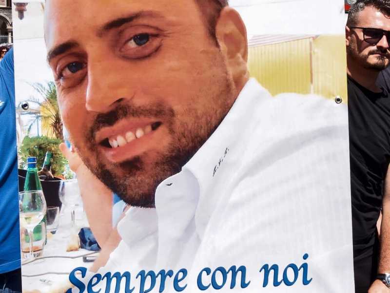 Una foto di Mario Cerciello Rega al suo funerale (Foto LaPresse)