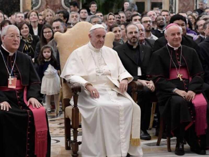 Un'udienza alla Comunit&agrave; Accademica del Pontificio Istituto Giovanni Paolo II (foto LaPresse)