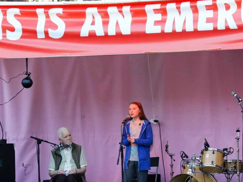 Greta Thunberg a Londra (Foto LaPresse)