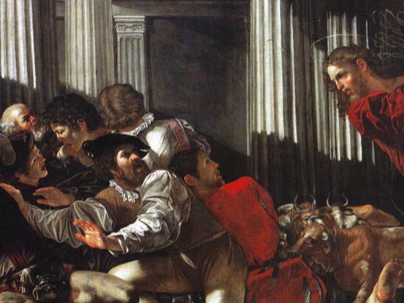 Cecco del Caravaggio, Cacciata dei mercanti dal tempio, 1610-15