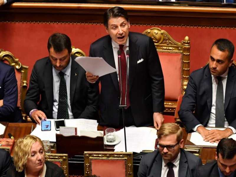 Il discorso di Giuseppe Conte al Senato (foto LaPresse)