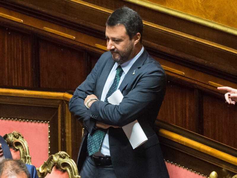 Crisi di governo, dichiarazioni di Matteo Salvini in Senato (Foto LaPresse)