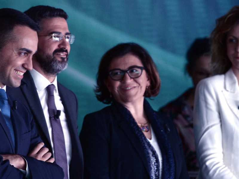 Riccardo Fraccaro, Elisabetta Trenta, Luigi Di Maio, Barbara Lezzi (Foto LaPresse)