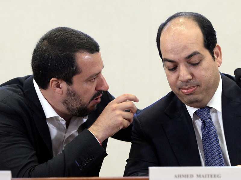 Matteo Salvini incontra il vicepresidente del Consiglio di Libia Ahmed Maitig, lo scorso luglio al Viminale (foto LaPresse)