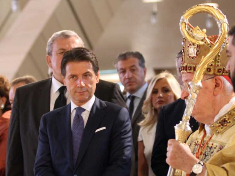 Giuseppe Conte a San Giovanni Rotondo per Padre Pio (foto LaPresse)