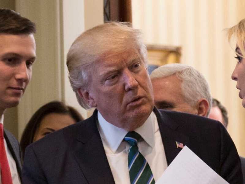 Il presidente americano Donald Trump incontra la cancelliera tedesca Angela Merkel alla presenza di Jared Kushner e Ivanka Trump (foto Flickr)