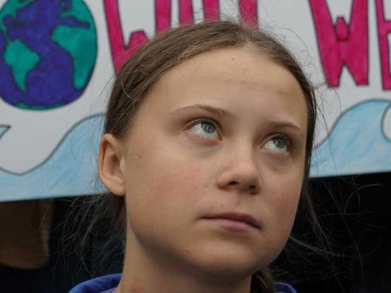Greta Thunberg alla protesta contro i cambiamenti climatici fuori dalle Nazioni Unite (foto LaPresse)