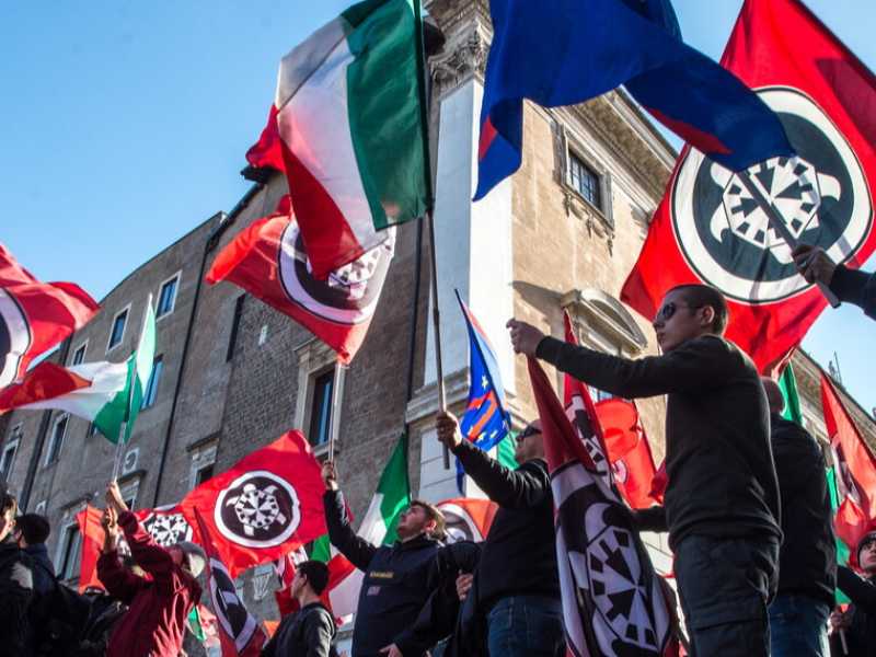 Una manifestazione di CasaPound (foto LaPresse)