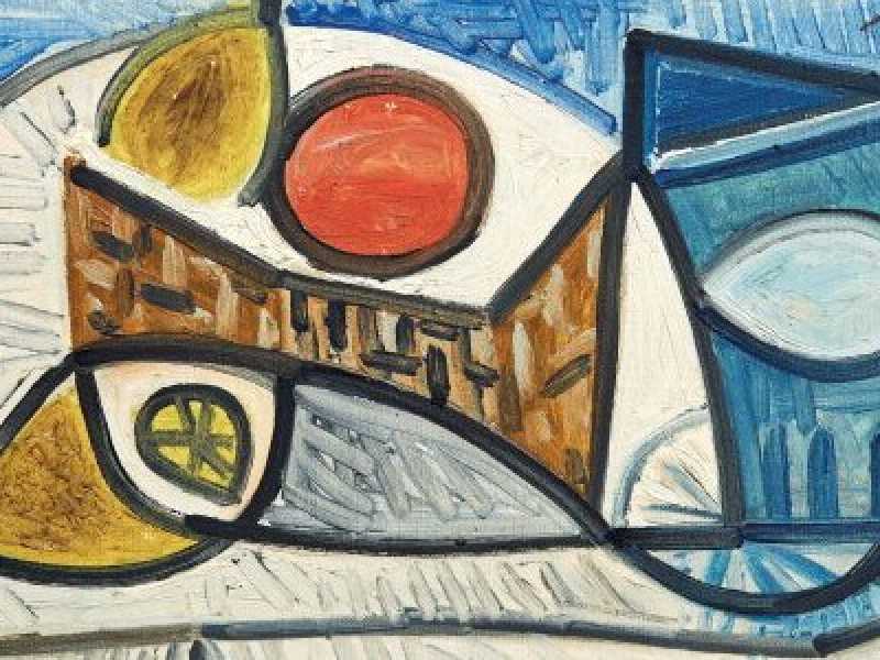 Pablo Picasso "Nature morte au citron et un pichet rouge" (Malaga, 1881 - Mougins, 1973)