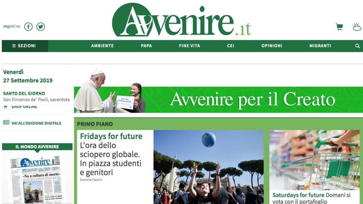 Immagine di Avvenire scende in campo. Contro il suicidio assistito? No, si tinge di verde per il clima