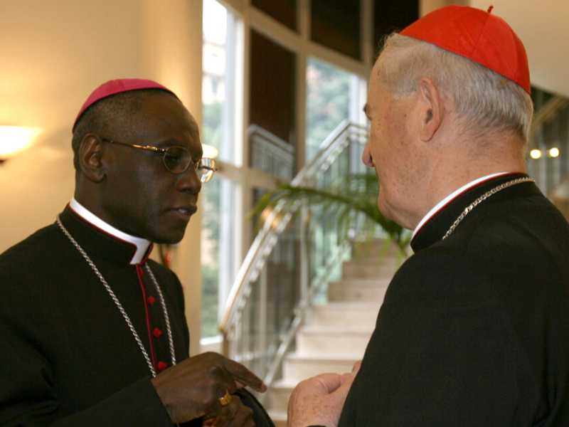 A sinistra, il cardinale Robert Sarah (foto LaPresse)