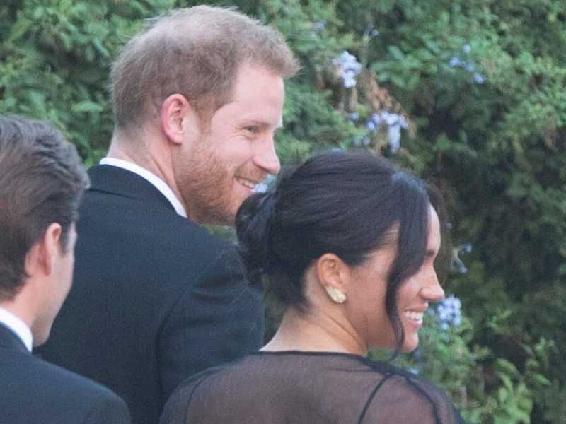 Matrimonio di Misha Nonoo a Villa Aurelia. Nella foto: Il principe Harry d&rsquo;Inghilterra con la moglie Meghan Markle (LaPresse)