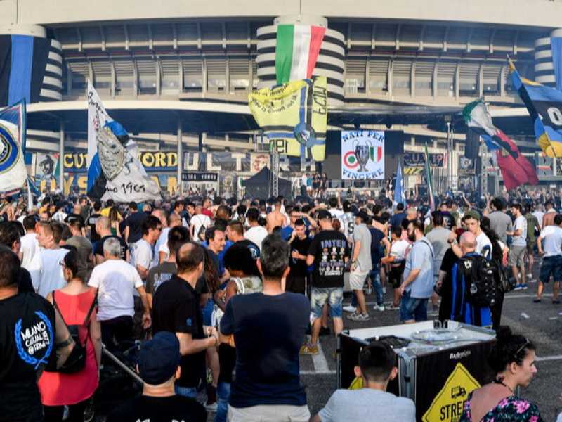 La festa della curva Nord dell'Inter (foto LaPresse)